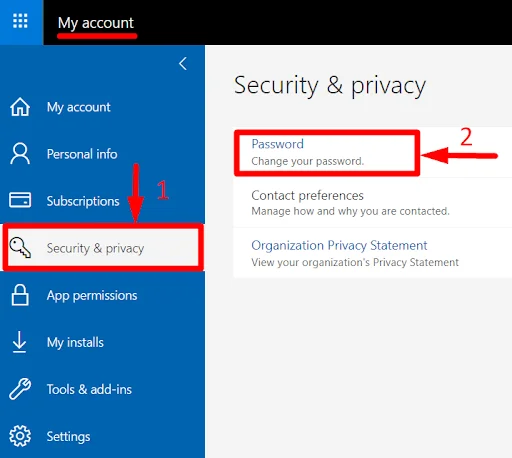 How to change Outlook password from Microsoft account security and privacy settings